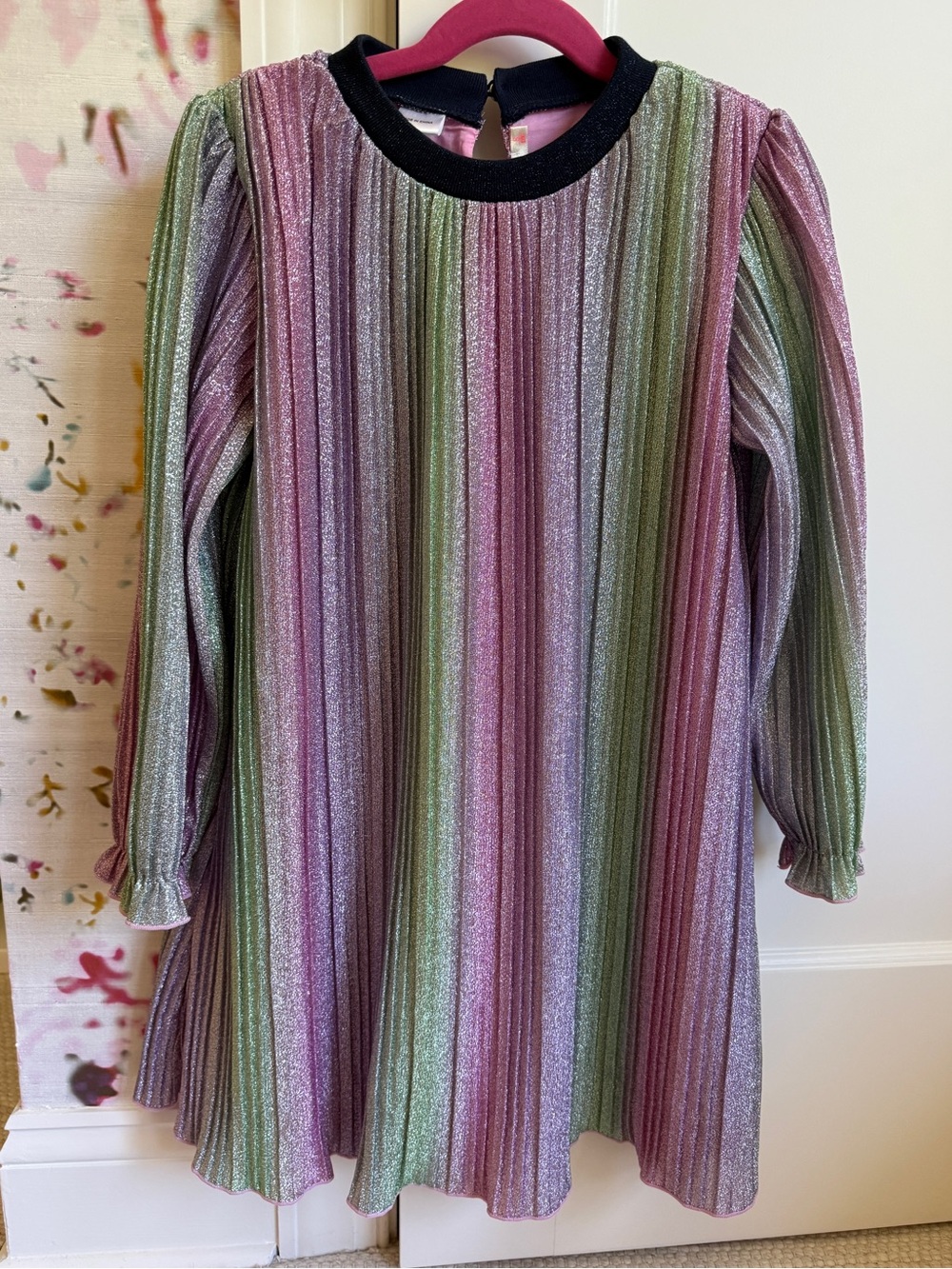 Billieblush Glittery Striped Long-Sleeved Dress